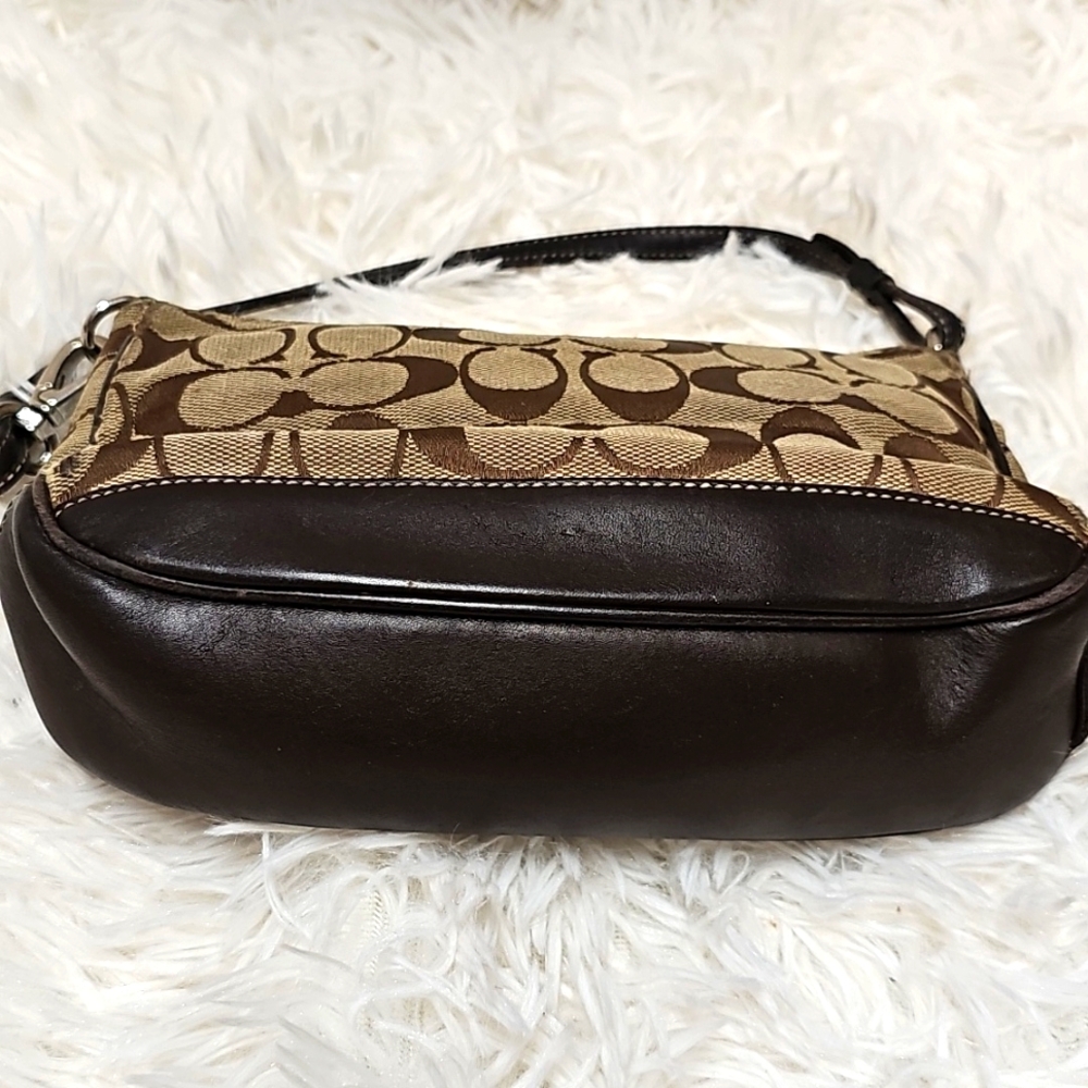 Coach Bags Signature Jacquard Canvas Leather Demi Shoulder Hand Bag - Picture 5 of 16